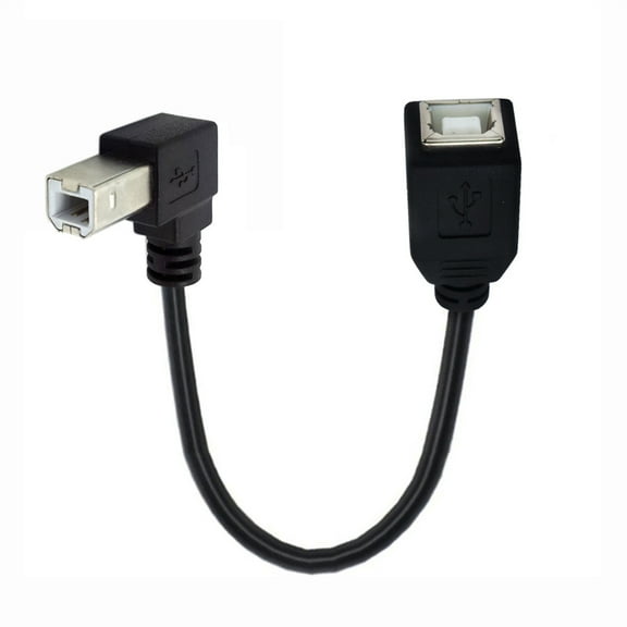 FVH USB 2.0 B Type Male to Female Extension Cable Down Angled 90 Degree 20cm for Printer Scanner Disk