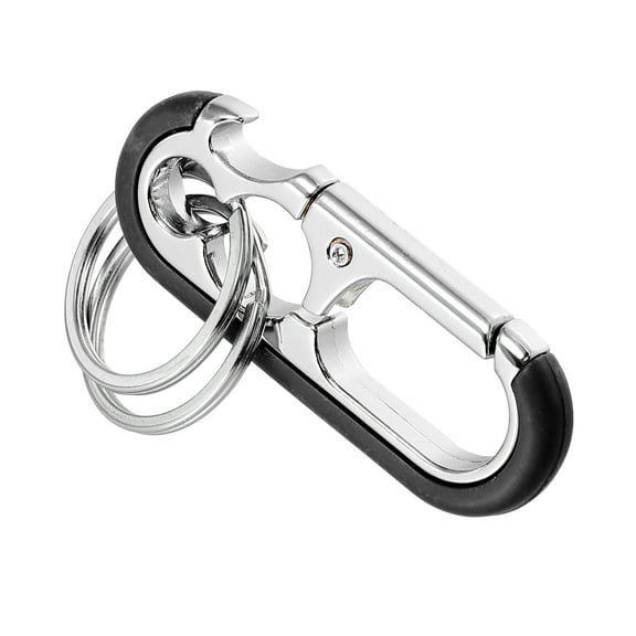 Unique Bargains Car Fob Key Chain Keychain with Double Hoop for Men and Women Metal Plastic Black