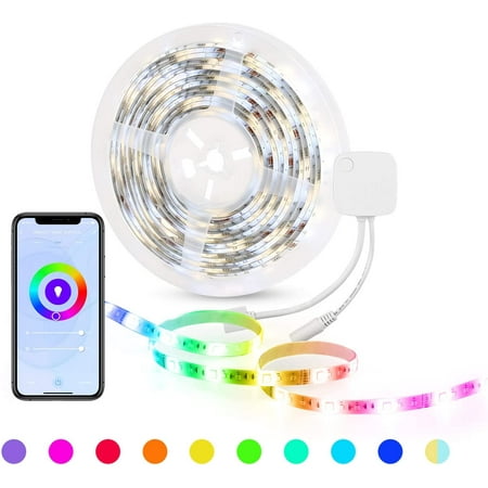

HBN Smart LED Strip Lights 16.4ft WiFi RGBW LED Light Strips Work with Alexa and Google Assistant 5050 Color Changing LED with Remote App Control and Music Sync for Bedroom Living Room Kitchen