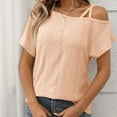 thumbnail image 2 of Annhoo Womens off Shoulder Tops Criss-Cross Casual Short Sleeve Tunics Summer Vacation Going out Blouses, 2 of 7