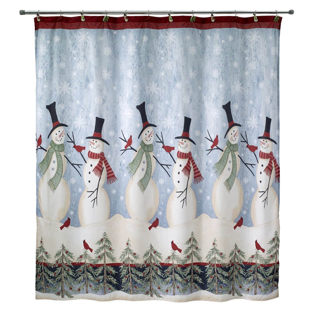 Avanti Holiday Tall Snowmen Shower Curtain