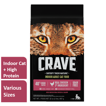 Crave Indoor Grain Free Dry Cat Food with Protein From Chicken and Salmon Bag, 10