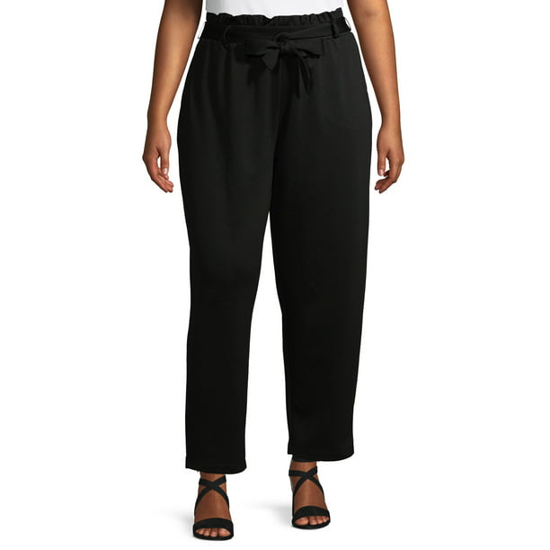 Terra & Sky Women's Plus Size Paper Bag Waist Pants - Walmart.com