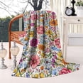 thumbnail image 2 of Pioneer Flower Floral Print Pattern Blanket,Comfortable Soft Lamb Wool Throw Blanket,All Season,Warm Lightweight Blankets for Sofa Bed Couch Living Room Chair,40"x50", 2 of 4
