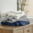 thumbnail image 6 of Cozy Comfort Cooling Cotton Waffle Breathable Rayon Derived from Bamboo King Blanket,Grey,104x90 inches, 6 of 7