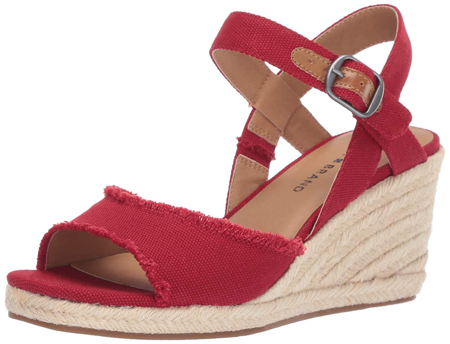 Lucky Brand Women's Mindra Red Open Toe Platform Summer Wedge Sandal (12 M US, Red) - Walmart.com