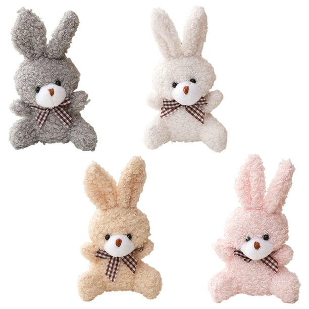 WORGEOUS 4pcs Mini Plush Bunny Bunny Animal Conejo relleno colgante de llavero colgante (color mixto)