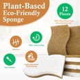 thumbnail image 6 of Godance 12 Pack Natural Kitchen Sponge - Biodegradable Compostable Cellulose and Coconut Scrubber Sponge, Eco-Friendly Dish Sponge for Kitchen, Household Cleaning Sponge for Dishes (Brown-White), 6 of 8