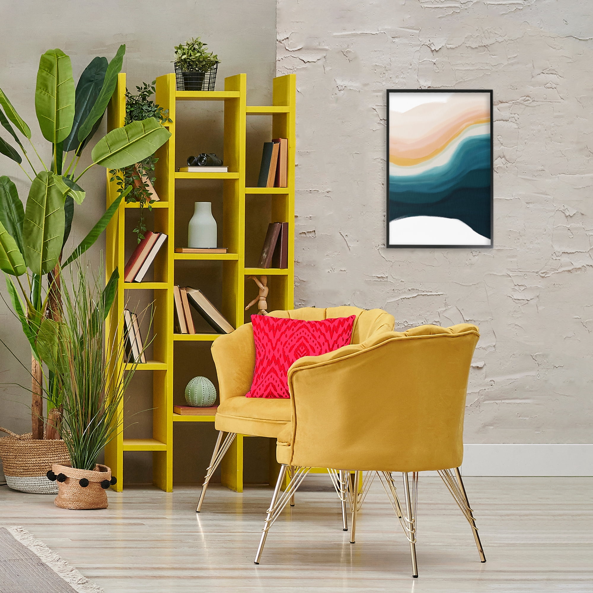 Stupell Industries Peach Swirl Fluid Pattern Abstract Painting Black Framed Art Print Wall Art, 16 x 24
