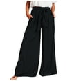 thumbnail image 2 of Cotonie Women's Wide Leg Pants Full-Length Loose Palazzo Pants for Women Solid High Waist Trousers Black M, 2 of 6