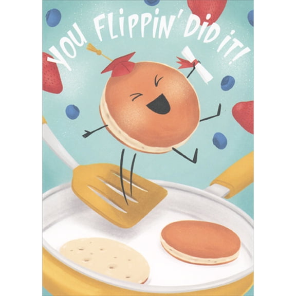 RSVP You Flippin' Did It: Pancake Flipped in Pan Graduation Congratulations Card