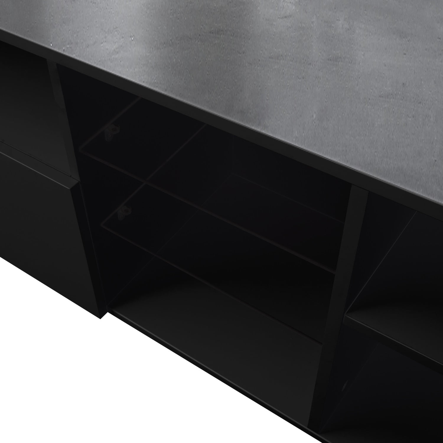 Kadyn Modern High-Gloss TV Cabinet, MDF Minimalist TV Cabinet with 20 colors LED Lights and 2 Drawers, Entertainment Center TV Console for TVs up to 55", Black
