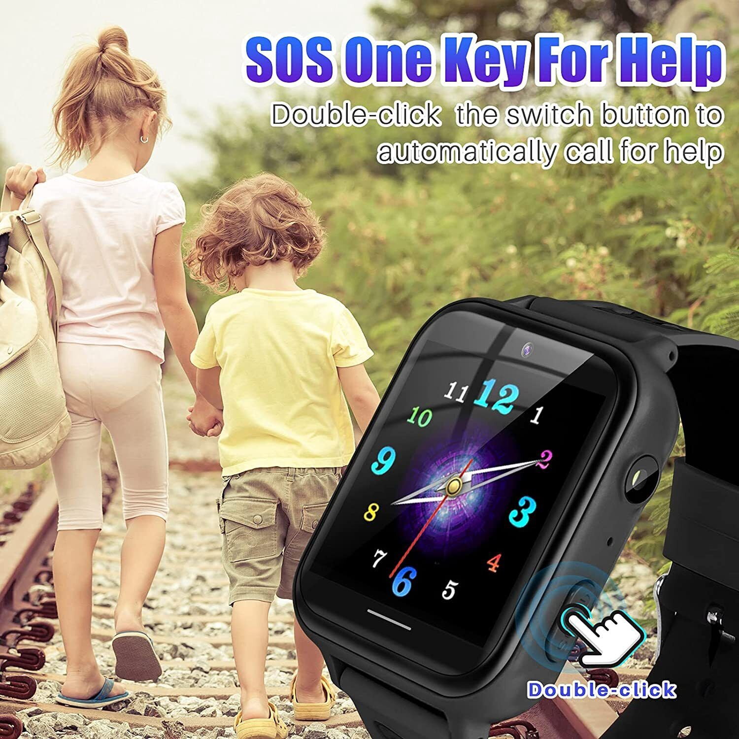 JIAN YA NA Smart Watch for Kids, Kids Watch with 10 Games Camera Music SOS Call Alarm, Birthday Gifts for Age 4-12 Boys Girls（Black）