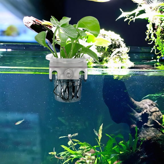 OFFIGAM 4Pcs Aquarium Hanging Plant Holder Safe Durable Plastic Planter for Aquatic Plants