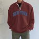thumbnail image 4 of Gibobby Sudaderas sin gorro hombre Sudaderas Hombre Felpa Stretch Cuello Redondo(Rojo,M), 4 of 5