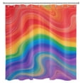 thumbnail image 4 of HVEST Abstract Rainbow Wave Shower Curtain with Colorful Marble Swirl Texture Design - Modern Geometric Boho Bathroom Decor, Waterproof Polyester Fabric, Includes 12 Hooks, 72x72 Inches, 4 of 8