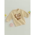 thumbnail image 3 of Bagilaanoe Toddler Baby Girl Knitted Sweater Long Sleeve Letter Embroidery Pullover 6M 12M 2T 3T 4T 5T 6T Kids Warm Jumpers Tops Fall Loose Knitwear, 3 of 9