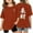 Brick Red, variant on Girls Graphic Print Casual Tee Loose Fit Short Sleeve Comfortable Blended Fabric Youth Top Tween Kids Summer Soft Comfy Cute Basic Tees