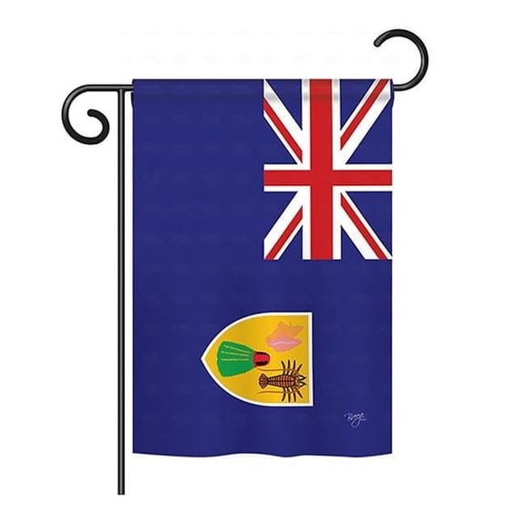 Breeze Decor BD-CY-GS-108335-IP-BO-D-US15-BD 13 x 18.5 in. Turks & Caicos Flags of the World Nationality Impressions Decorative Vertical Double Sided Garden Flag Set with Banner Pole