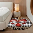 thumbnail image 2 of Red Love Bow Round Area Rug 3.3Ft Washable Circle Rugs for Dining Room Table, Valentine's Day Love Black White Palid Linen Non-Slip Carpet Floor Mats Indoor Outdoor Carpet Runner Aesthetic Home Decor, 2 of 8