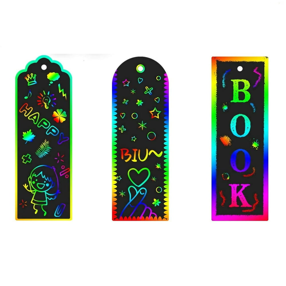 30 PCS bookmarks Scratch Art Bookmarks for Kids, DIY Magic Rainbow