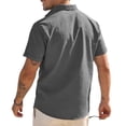 thumbnail image 6 of Stamzod Mens Button Up Shirts Short Sleeve Summer Turndown Casual Shirts Beach Vacation Hawaiian Shirt for Men Gray-2 XXXL, 6 of 6