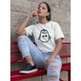 thumbnail image 2 of Cute Elegant Hipster Penguin Medium Front Graphic Women White T-Shirt, Female Small, 2 of 4