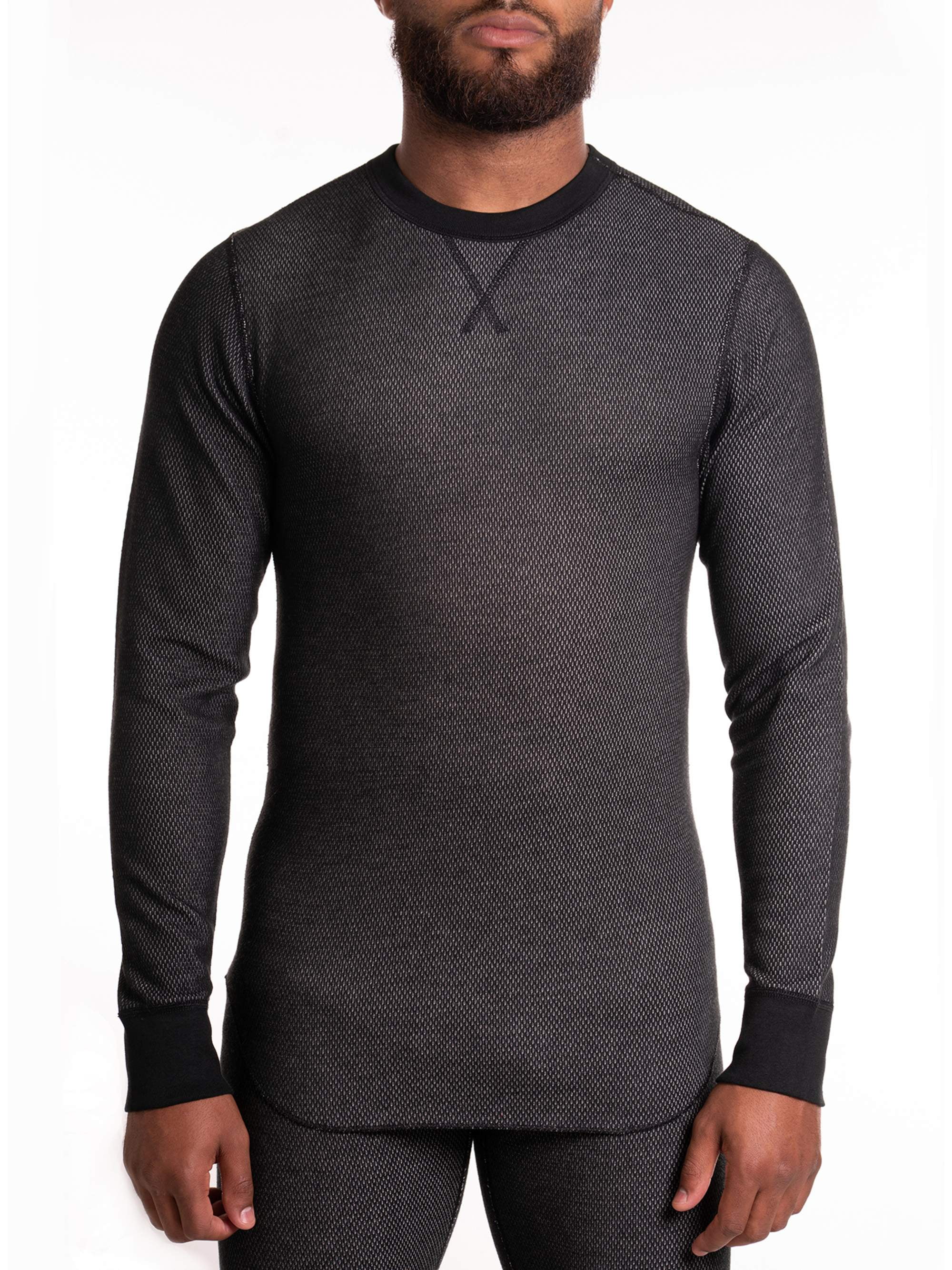 Hanes men's thermal raschel reversible crew top Clearance