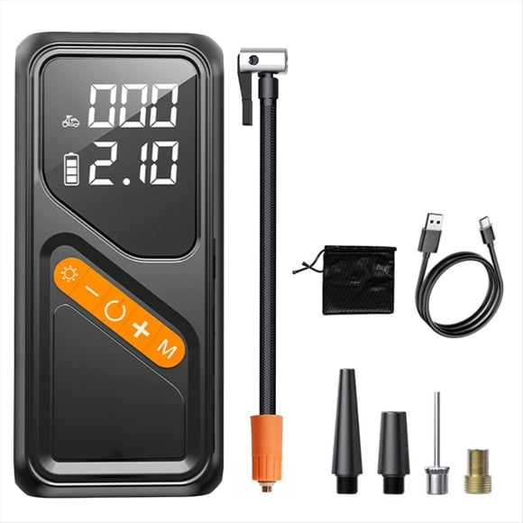 Bomba Infladora de Neumáticos Digital Inalámbrica, Portátil, con Parada Automática y Doble Pantalla, para Coche, Bicicleta y Motocicleta.