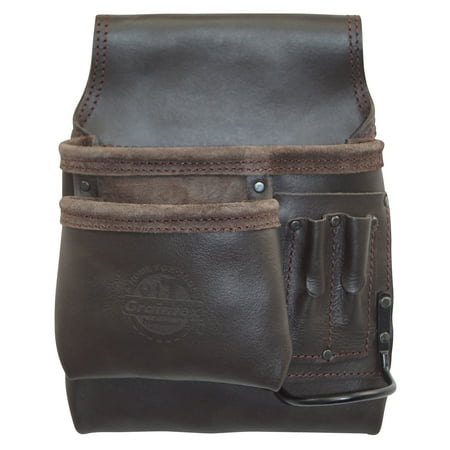 

Graintex 5 Pocket Left Handed Oil Tanned Leather Nail & Tool Pouch Dark Brown Color for Constructor/Electrician/Plumber
