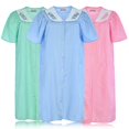 thumbnail image 3 of JEFFRICO 3 Pack House Dresses for Women with Pockets - Lightweight Breathable Short Sleeve Muumuu & Nightgowns - Snap Front Housecoat and Dusters for Women, 3 of 4