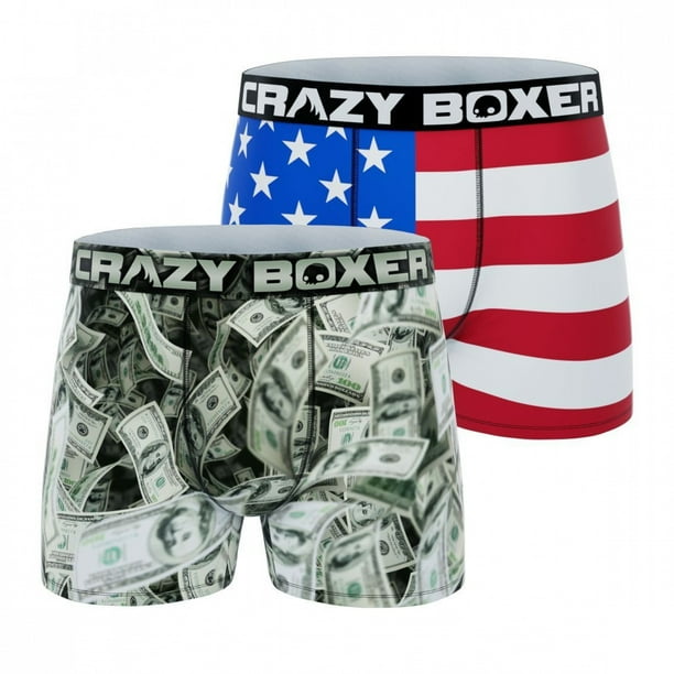 Crazy Boxer American Flag and Cash Money Men's Boxer Briefs 2-Pack-XLarge  (40-42) 