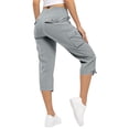 thumbnail image 4 of Dwellite Womens Quick Dry Cargo Capris with Pockets Loose Fit Casual Capri Pants Dressy Lightweight Ladies Baggy Cargo Pants for Hiking Light Gray S, 4 of 6