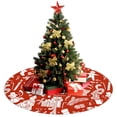 thumbnail image 3 of Christmas Tree Skirt,Red Christmas Pattern Christmas Tree Decor with Red Ribbon Ties,Round Shape,Christmas Decorations for Home 48"x48", 3 of 7