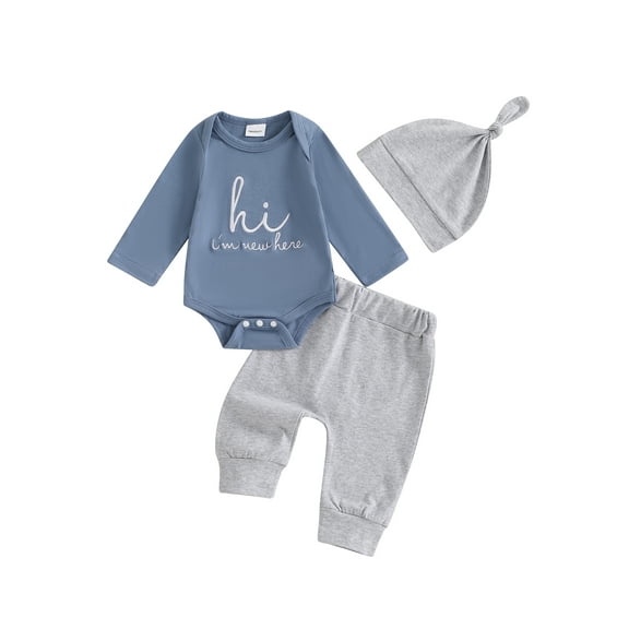 CocMouse Baby Boys Pants Set, Embroidery Letters Romper with Sweatpants Hat