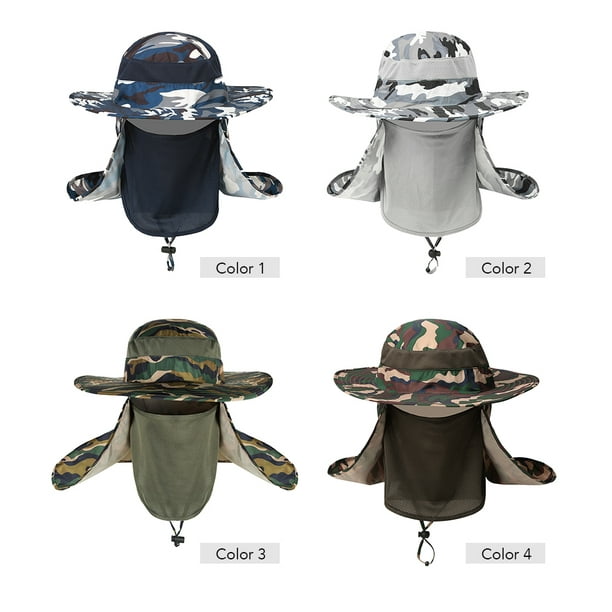Outdoor Fishing Hat Sun Cap for Men Women Breathable Wide Brim UV  Protection Sun Hat Boonie Hat with Removable Neck Flap Face Cover 