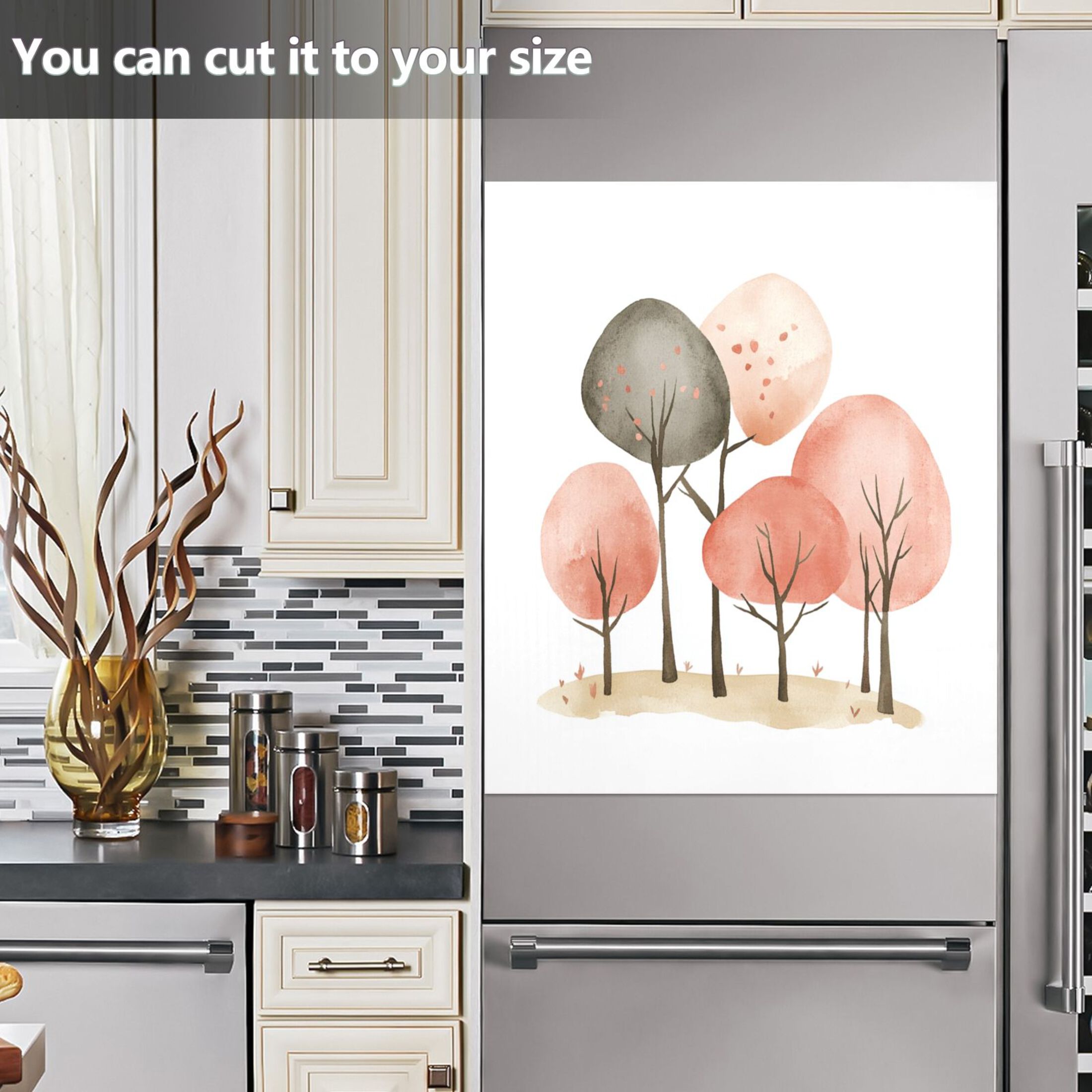 Dishwasher Magnetic Sticker 23x26 Inch Refrigerator Magnetic Sticker Washing Machine Magnetic Sticker Kitchen Panel Magnetic Sticker Home Decor Cartoon Orange Tree
