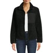 Time and Tru Women's and Women's Plus Full-Zip Faux Sherpa Jacket