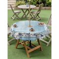 thumbnail image 3 of Outdoor Tablecloth with Umbrella Hole & Zipper, Teal Blue Spring Floral Round Tablecloth 54 Inch, Vintage Elegant Summer Botanical Patio Table Cover Waterproof Table Cloth for Picnic/Party, 3 of 7