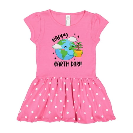 

Inktastic Happy Earth Day Cute Smiling Planet Earth with Tree Gift Toddler Girl Dress