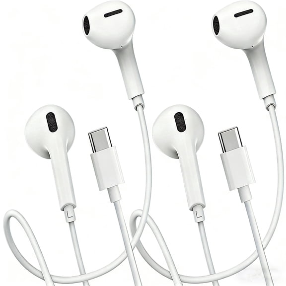 2 Pack USB C Headphones for iPhone 17 16 15, Wired Headphones USB C with with Microphone & Remote Control Noise Cancelling for iPhone 17 16 15 Pro Max, iPad Pro, Galaxy S25 S24 S23 Ultra, Pixel 9 8 7