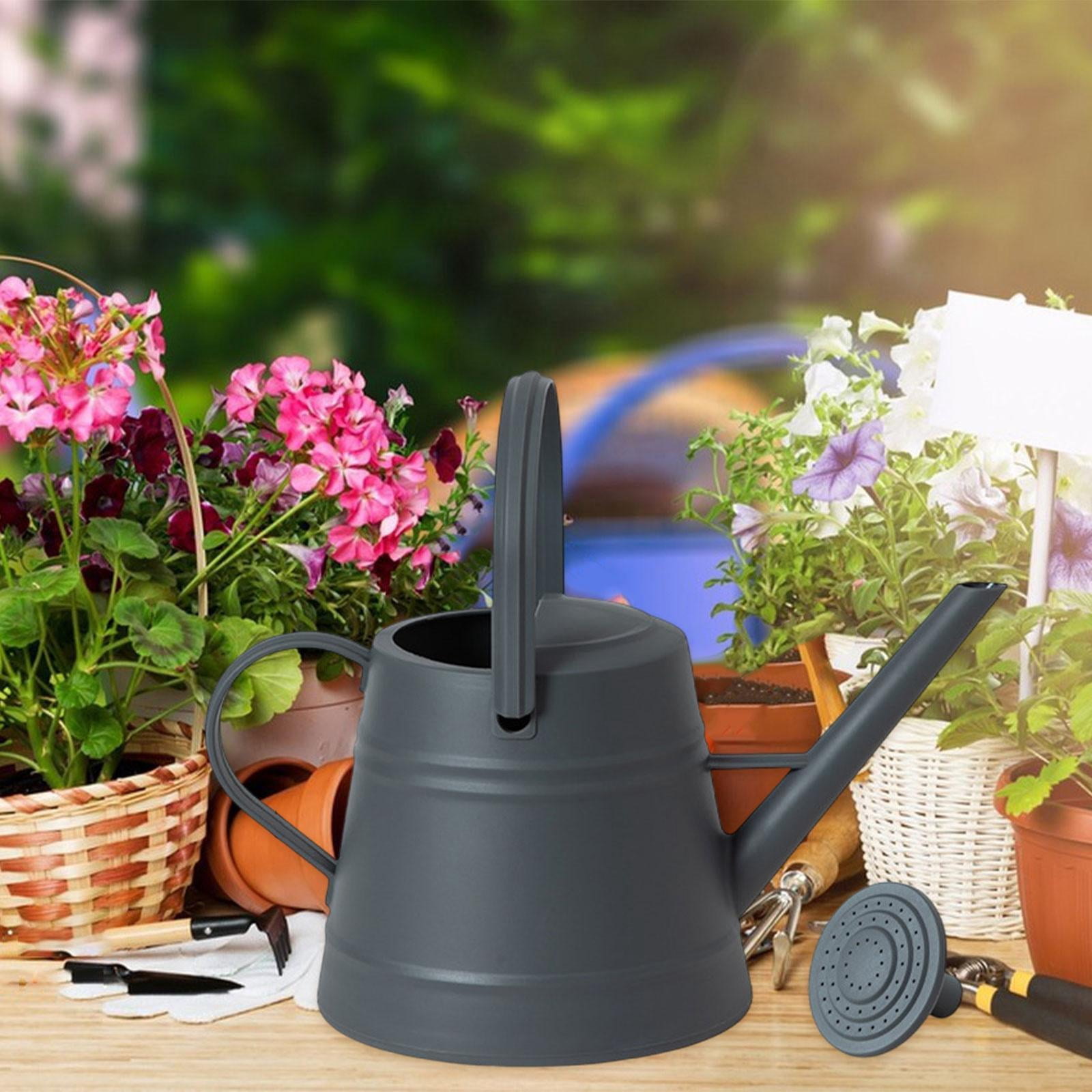 figatia Long Spout Water Can Flower Watering Can Enlarged Water Inject Port Gardening Tool Plant Watering Device for Household Garden Dark Gray