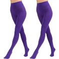 thumbnail image 2 of 2 Pairs Women's Solid Color Tights 80D, Soft Opaque Microfiber Tights, 2 of 3