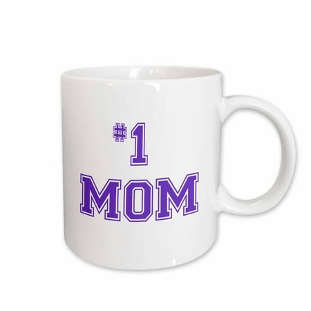 3dRose #1 Mom - Number One Mom in purple text - for worlds greatest and best Mothers day, Ceramic Mug, (Best Mom Of The World)
