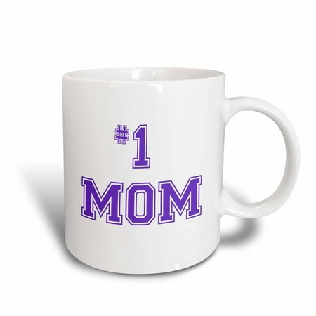 3dRose #1 Mom - Number One Mom in purple text - for worlds greatest and best Mothers day, Ceramic Mug, 15 - ounce