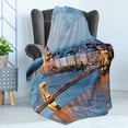thumbnail image 4 of Hungary Soft Flannel Fleece Throw Blanket, Traveling the Europe Old World Architecture Tourist Attractions Night Scene, Cozy Plush for Indoor and Outdoor Use, 70" x 90", Sky Blue Orange, by Ambesonne, 4 of 5