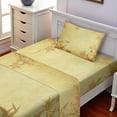 thumbnail image 2 of Ambesonne Asian Themed Fitted & Top Sheet Set with Sham, Forest Branch Blooms, Vermilion and Mustard, 2 of 5