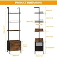 thumbnail image 2 of 4 Tier Ladder Bookshelf with Drawers Wall Mounted Storage Shelves Wooden Ladder Shelf with Cabinet Display Bookcase for Living Room Bedroom Home Office Kitchen Brown, 2 of 8