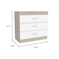 thumbnail image 3 of Dresser 3 Drawers Metal Hardware Superior Top Light Gray White Engineered Wood, 3 of 9