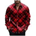 thumbnail image 3 of lcziwo Long Sleeve Shirts for Men Plaid Button Down Shirt Loose Casual Work Tops Vacation Holiday Work Tops, 3 of 6
